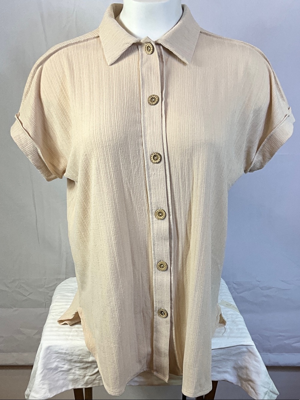 HEIMISH USA Short Sleeve Lightweight Ribbed Button Down Shirt Size 3XL New